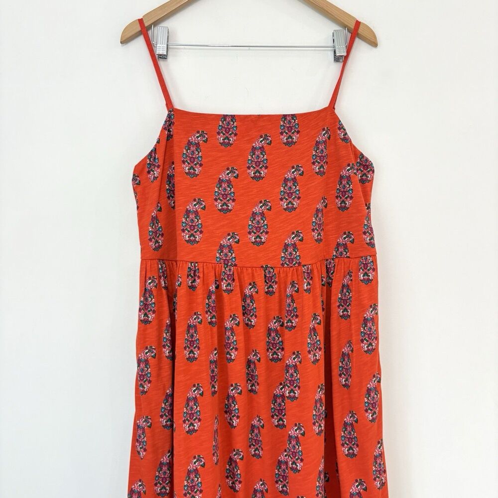 Boden Paisley Maxi Dress US 14 Red Sleeveless Tiered Pockets Cotton Blend NWT - Picture 3 of 10